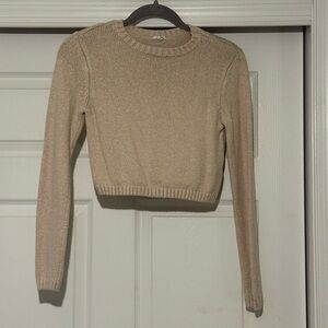 Garage Beige Knit Cropped Sweater